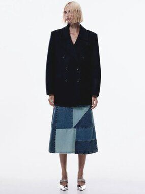 MANGO MNG Women Navy Flipper Wool Blend Pea Coat Size XS or M NWT 199$+TAX